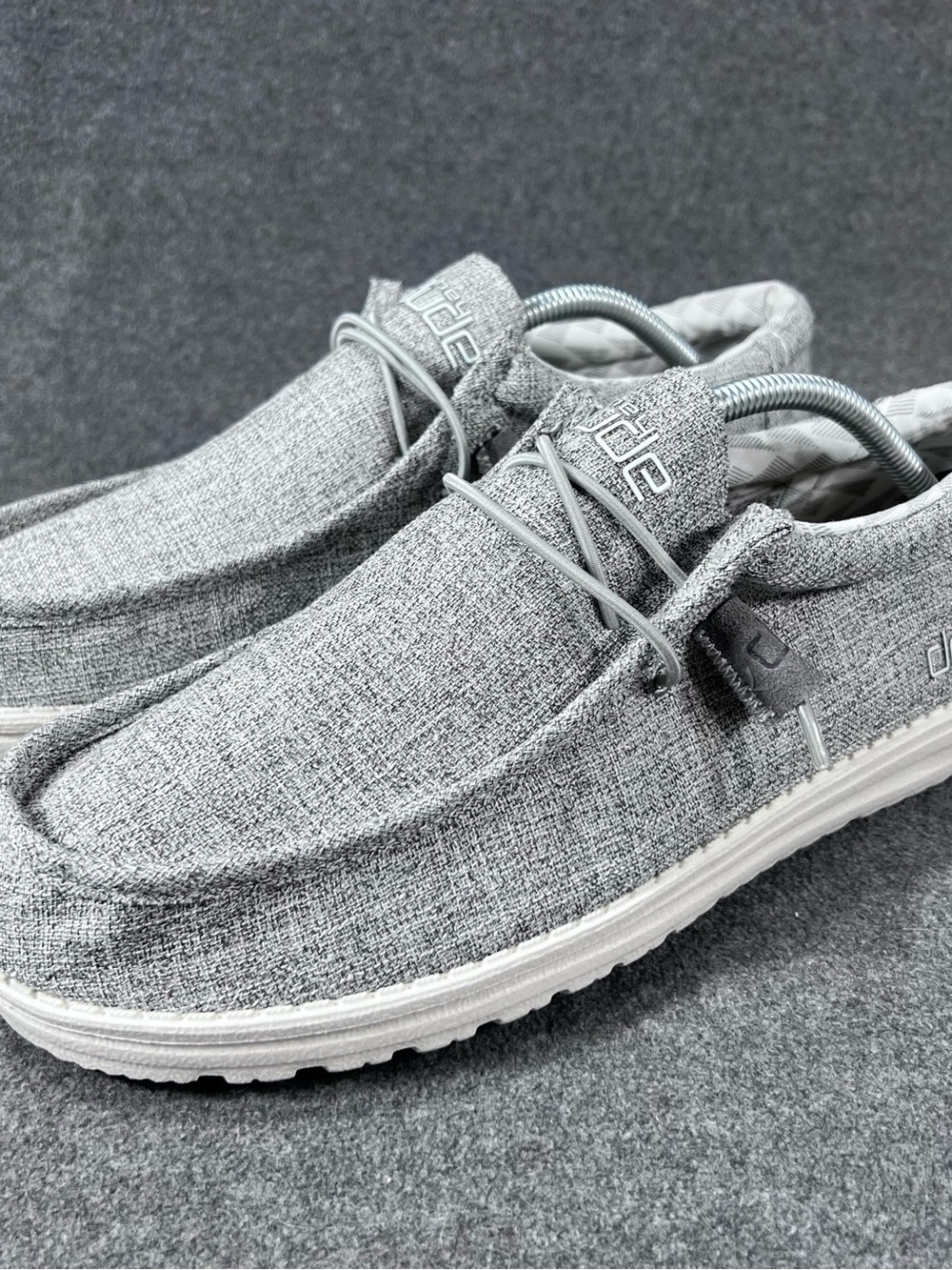 Hey Dude Wally Linen Iron Slip On Loafer Gray Comfort Shoes Mens Size 11